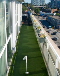 Skinny balcony putting green