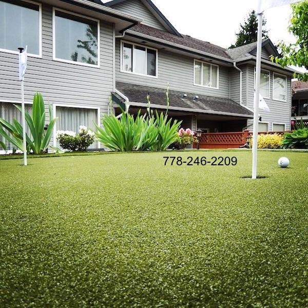 SYNLawn putting green in front yard Vancouver Artificial Grass